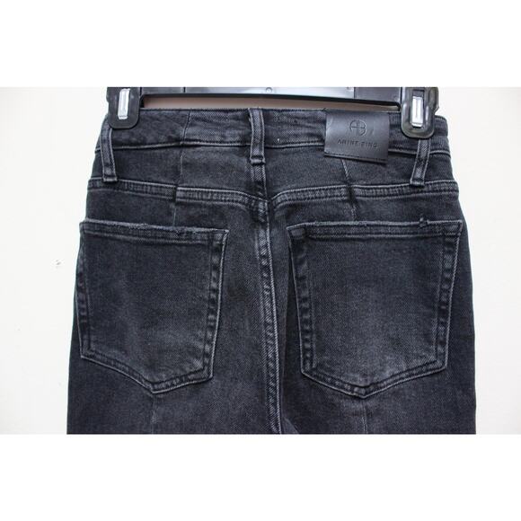 Anine Bing Heath Black Pleated Skinny Tall Slit Jeans Size 24 - Picture 5 of 6